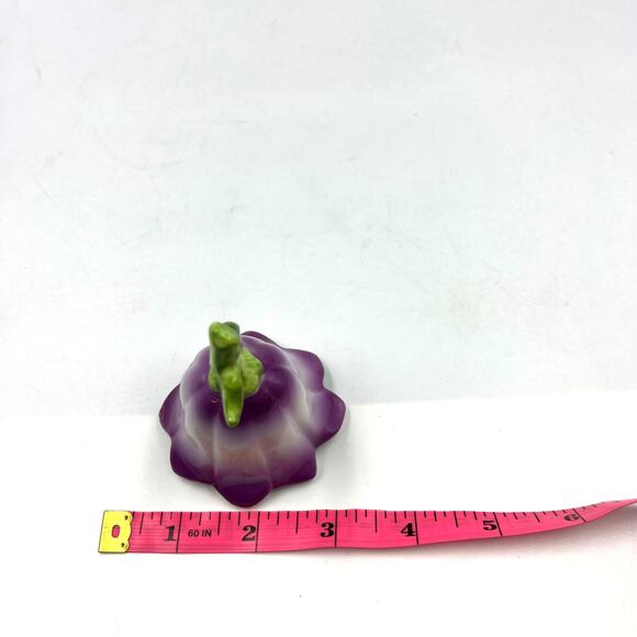Vintage Small Mini Glazed Porcelain Delicate Bell Purple Morning Glory Flower - Picture 4 of 9